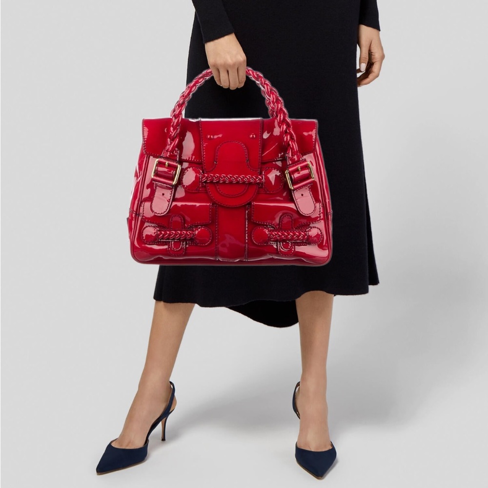Valentino red patent leather satchel